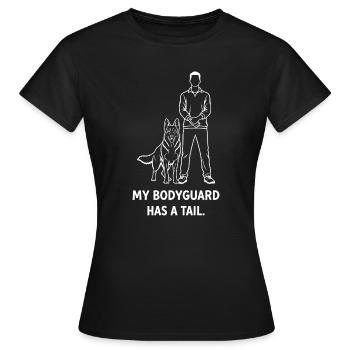 Mein Bodyguard hat einen Schwanz. - Frauen T-Shirt - Schwarz - Vorne - AI Model Female 172 dark (172cm)