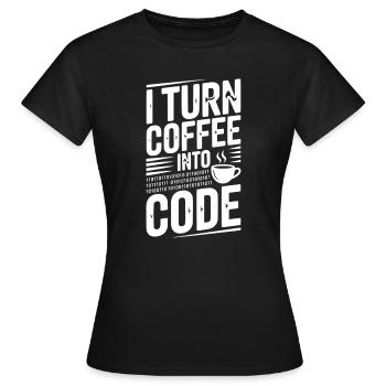 Je transforme le café en code - T-shirt Femme - noir - Devant - AI Model Female 172 dark (172cm)