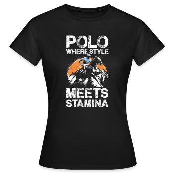 Polo Wo Stil Auf Ausdauer Trifft - Frauen T-Shirt - Schwarz - Vorne - AI Model Female 172 dark (172cm)