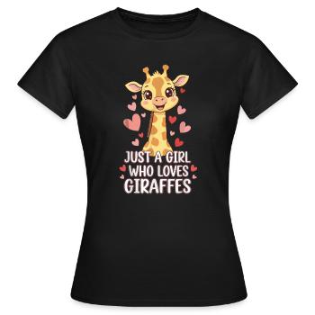 Girl Loves Giraffe Hearts - Women's T-Shirt - black - Front - AI Model Female 172 dark (172cm)