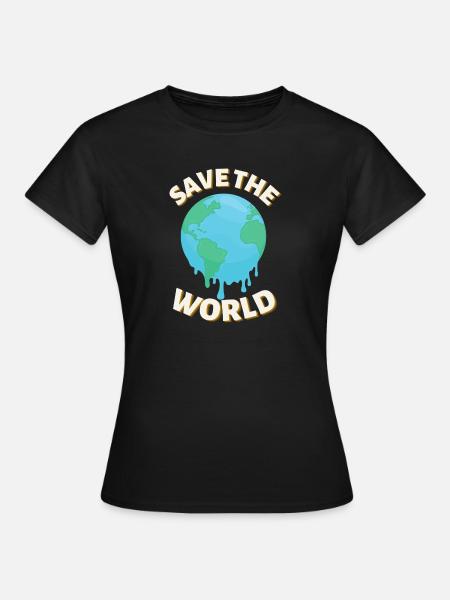 Save the World - Frauen T-Shirt - Schwarz