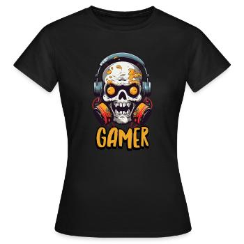 Gamer-Schädel - Frauen T-Shirt - Schwarz - Vorne - AI Model Female 172 dark (172cm)