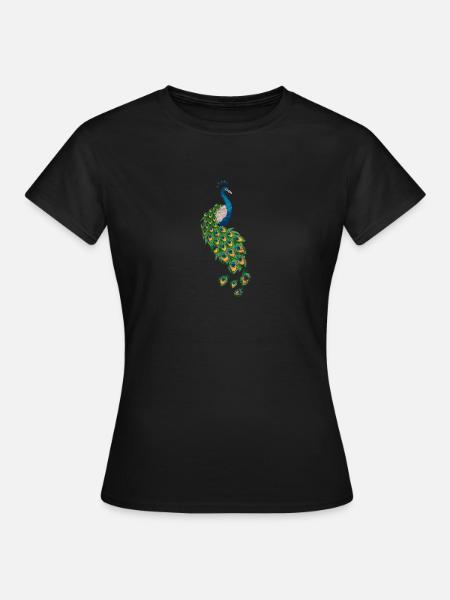 Pfau Tierliebhaber - Frauen T-Shirt - Schwarz