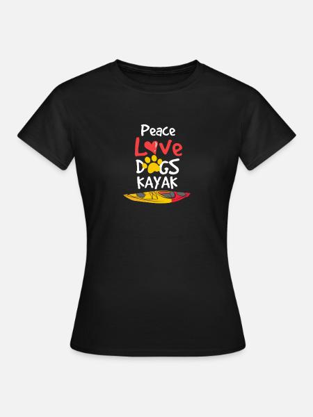 Frieden Liebe Hunde Kajak - Frauen T-Shirt - Schwarz