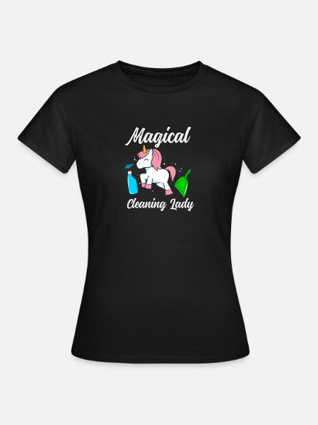 Einhorn-Putzfrau - Frauen T-Shirt - Schwarz