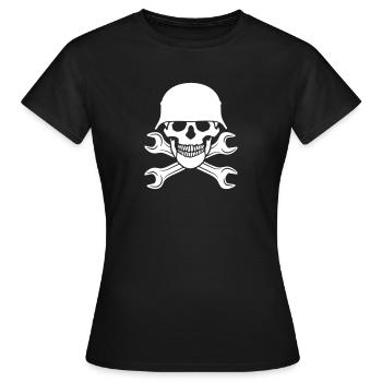 CRÂNE CASQUE DE GUERRE CLÉ OUTIL LOGO - T-shirt Femme - noir - Devant - AI Model Female 172 dark (172cm)