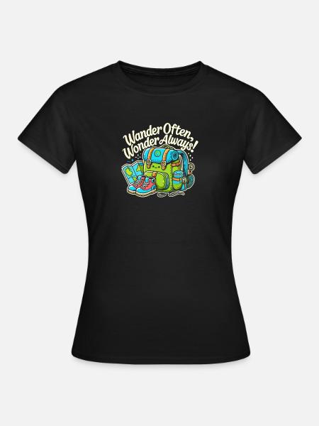 Oft wandern, immer staunen - Frauen T-Shirt - Schwarz