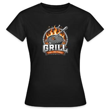 Grill Chill und Thrill - Frauen T-Shirt - Schwarz - Vorne - AI Model Female 172 dark (172cm)