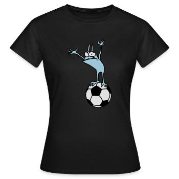 Kobold mit Fußball - Frauen T-Shirt - Schwarz - Vorne - AI Model Female 172 dark (172cm)