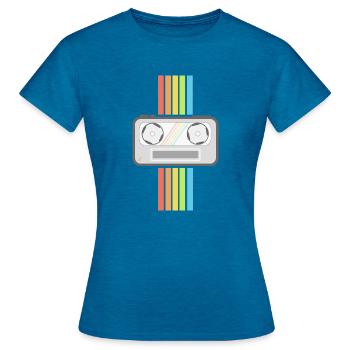 Retro Kassette Logo (Ästhetik) - Frauen T-Shirt - Antikblaues Saphir meliert - Vorne - AI Model Female 172 dark (172cm)