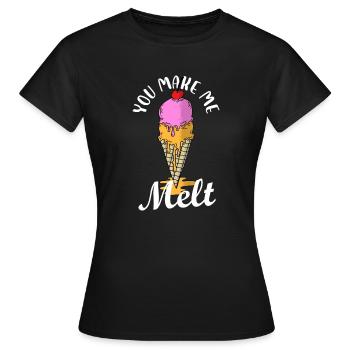tu me fais fondre Design pour un dicton alimentaire et - T-shirt Femme - noir - Devant - AI Model Female 172 dark (172cm)