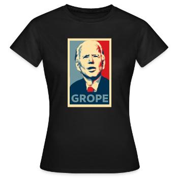 Joe Biden tâtonne - Affiche de campagne politique - T-shirt Femme - noir - Devant - AI Model Female 172 dark (172cm)