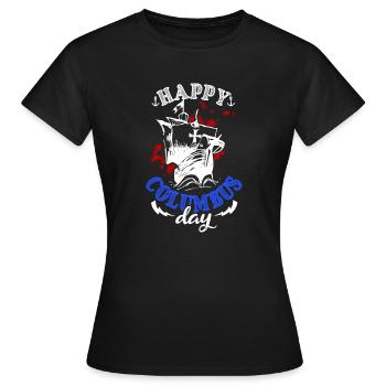 JOYEUX NAVIRE DE COLUMBUS DAY - T-shirt Femme - noir - Devant - AI Model Female 172 dark (172cm)