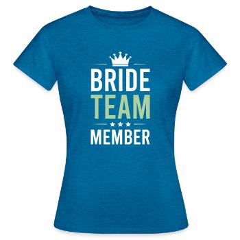 Équipe de la mariée - T-shirt Femme - bleu saphir antique chiné - Devant - AI Model Female 172 dark (172cm)