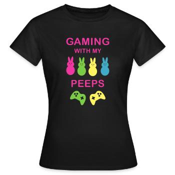 Gaming with my peeps funny gamer gift - T-shirt Femme - noir - Devant - AI Model Female 172 dark (172cm)
