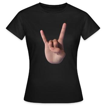 Signe des cornes (face) - T-shirt Femme - noir - Devant - AI Model Female 172 dark (172cm)