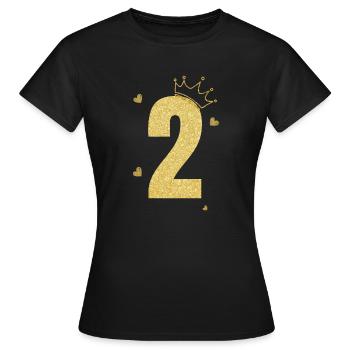 Goldene Krone zum 2. Jahrestag - Frauen T-Shirt - Schwarz - Vorne - AI Model Female 172 dark (172cm)
