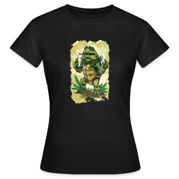 Cannabis Schildkröte Turtle THC CBD - T-shirt Femme - noir - Devant - AI Model Female 172 dark (172cm)