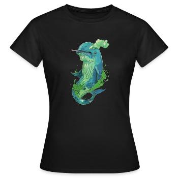 Smoking Pot Sperm Whale Pot Bag Bong Joint - Women's T-Shirt - black - Front - AI Model Female 172 dark (172cm)