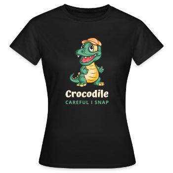 Crocodile de dessin animé - Attention je claque - T-shirt Femme - noir - Devant - AI Model Female 172 dark (172cm)