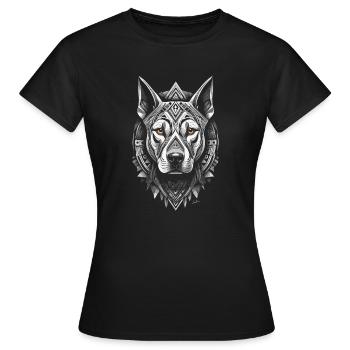 Schwarz-weißer Hund - Frauen T-Shirt - Schwarz - Vorne - AI Model Female 172 dark (172cm)