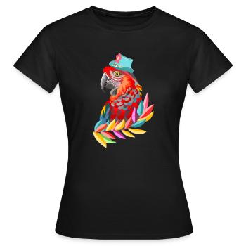 Papagei mit Hut - Frauen T-Shirt - Schwarz - Vorne - AI Model Female 172 dark (172cm)