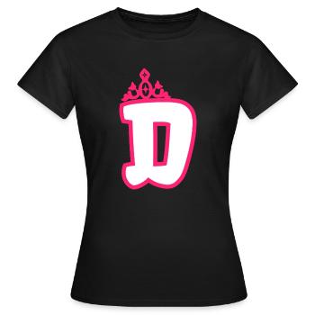 Monogrammierte Kleinkind Mädchen Krone - Frauen T-Shirt - Schwarz - Vorne - AI Model Female 172 dark (172cm)