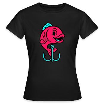 Fish Fish Hook Comic - Women's T-Shirt - black - Front - AI Model Female 172 dark (172cm)