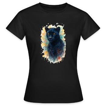Panthère Aquarelle - T-shirt Femme - noir - Devant - AI Model Female 172 dark (172cm)