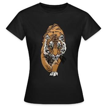 Tiger predator motif animal motif - Women's T-Shirt - black - Front - AI Model Female 172 dark (172cm)