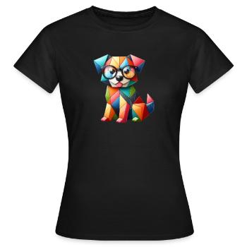 Abstrakter Babyhund mit Brille - Frauen T-Shirt - Schwarz - Vorne - AI Model Female 172 dark (172cm)