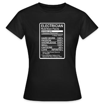 Électricien Informations nutritionnelles - T-shirt Femme - noir - Devant - AI Model Female 172 dark (172cm)