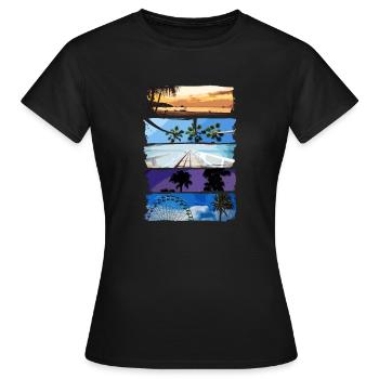 Palmen und Strand - Frauen T-Shirt - Schwarz - Vorne - AI Model Female 172 dark (172cm)