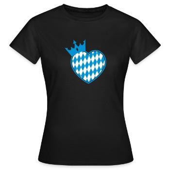 Wiesn Herz Krone Tracht Bierzelt - Frauen T-Shirt - Schwarz - Vorne - AI Model Female 172 dark (172cm)