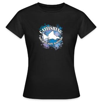 Silhouette de poisson-chat Wels Waller et taches de couleur - T-shirt Femme - noir - Devant - AI Model Female 172 dark (172cm)