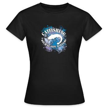 Poisson-chat Wels Waller sur des taches de couleur - T-shirt Femme - noir - Devant - AI Model Female 172 dark (172cm)