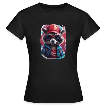 Raccoon Vector - Frauen T-Shirt - Schwarz - Vorne - AI Model Female 172 dark (172cm)
