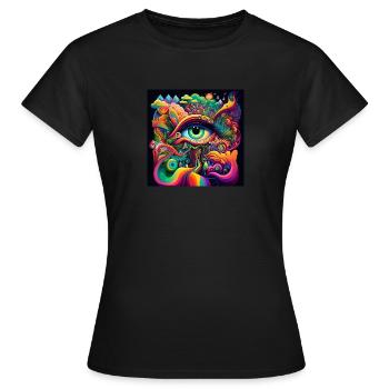 ŒIL TRIPPY - T-shirt Femme - noir - Devant - AI Model Female 172 dark (172cm)