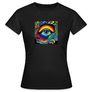 ŒIL TRIPPY - T-shirt Femme - noir - Devant - AI Model Female 172 dark (172cm)