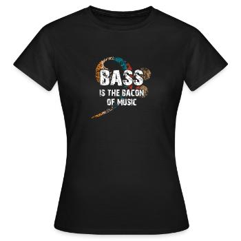 Bass is the Bacon of the Music - Bass clef - Women's T-Shirt - black - Front - AI Model Female 172 dark (172cm)