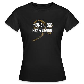 Ich liebe meinen Bass - ich spiele Bass - Frauen T-Shirt - Schwarz - Vorne - AI Model Female 172 dark (172cm)