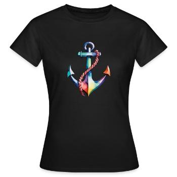 Ancre aquarelle aquarelle - T-shirt Femme - noir - Devant - AI Model Female 172 dark (172cm)