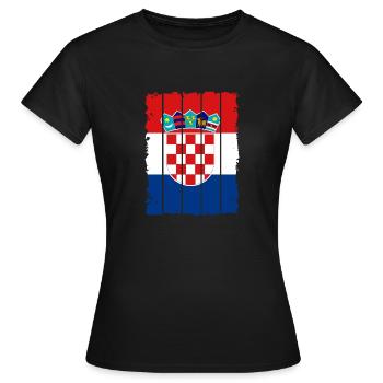 Kroatien Flagge Adria Zagreb Kroatische Fahne - Frauen T-Shirt - Schwarz - Vorne - AI Model Female 172 dark (172cm)