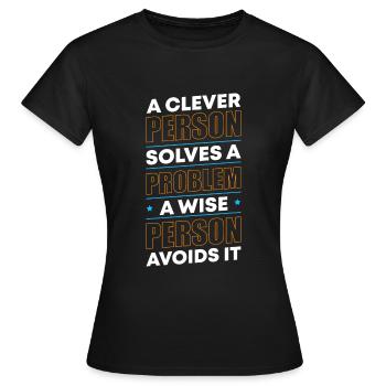 Problème La solution Devise - T-shirt Femme - noir - Devant - AI Model Female 172 dark (172cm)