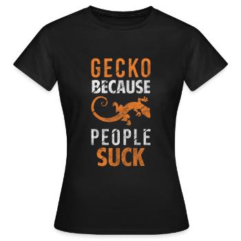Geckos Lézard Terrarium Doux - T-shirt Femme - noir - Devant - AI Model Female 172 dark (172cm)