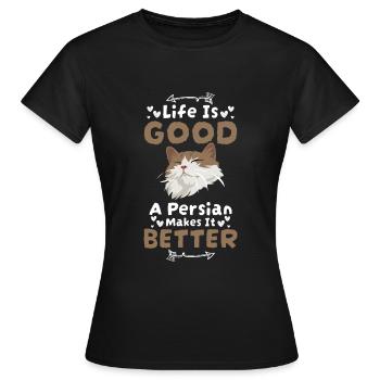 Perser Katze Haustier Liebe Katzenmama - Frauen T-Shirt - Schwarz - Vorne - AI Model Female 172 dark (172cm)