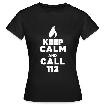 Keep Calm and call 112 - Pompiers / Firefighter - T-shirt Femme - noir - Devant - AI Model Female 172 dark (172cm)