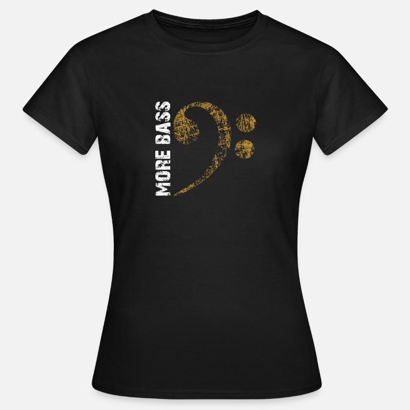 Plus de basses s’il vous plaît, grosse clé de fa - T-shirt Femme - noir