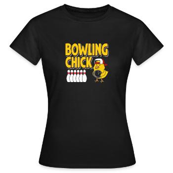 Bowling-Küken - Frauen T-Shirt - Schwarz - Vorne - AI Model Female 172 dark (172cm)