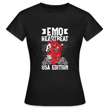 Emoticon Emo Heartbeat USA Edition Emocore - Frauen T-Shirt - Schwarz - Vorne - AI Model Female 172 dark (172cm)